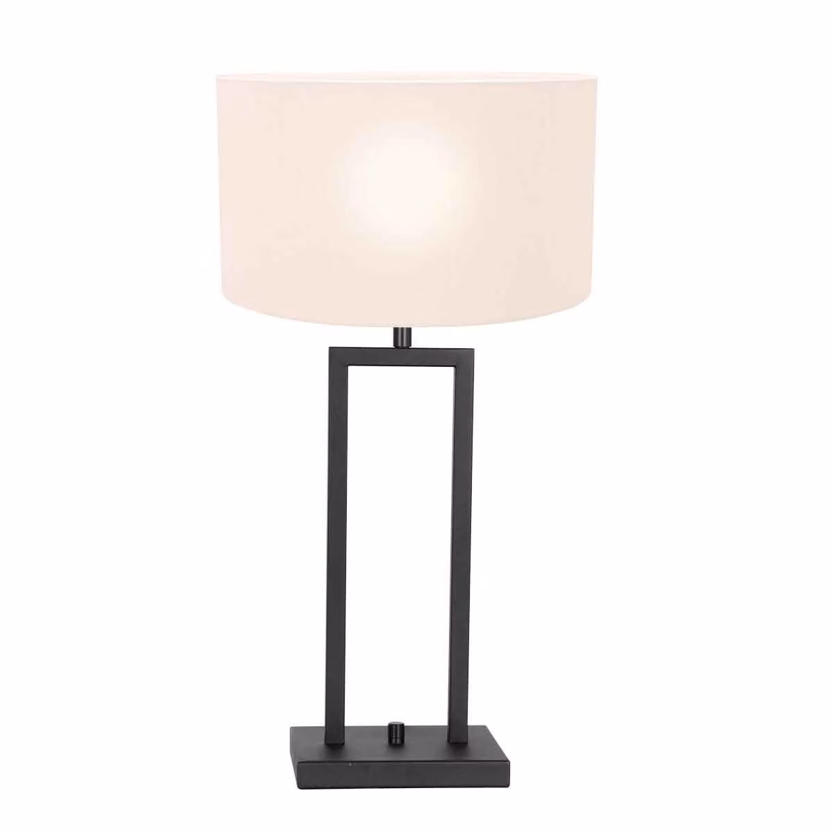 Lampada da tavolo, tessuto bianco, nero opaco, H 44 cm