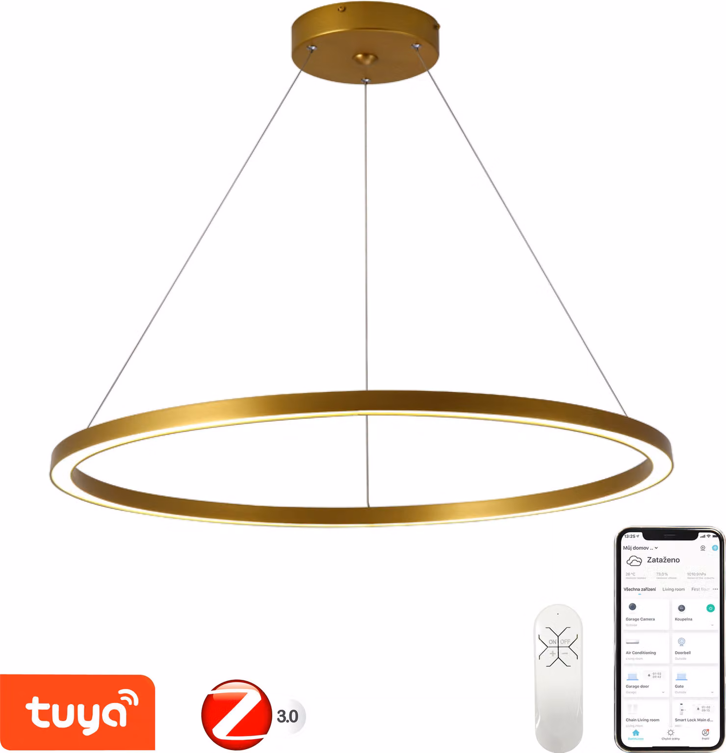 Immax NEO FINO Apparecchio a sospensione intelligente 1 cerchio, 80cm, 60W, oro, Zigbee 3.0
