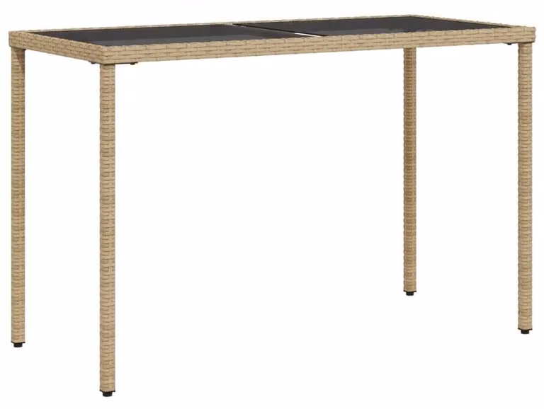 Tavolo da giardino con piano in vetro e finitura in rattan sintetico