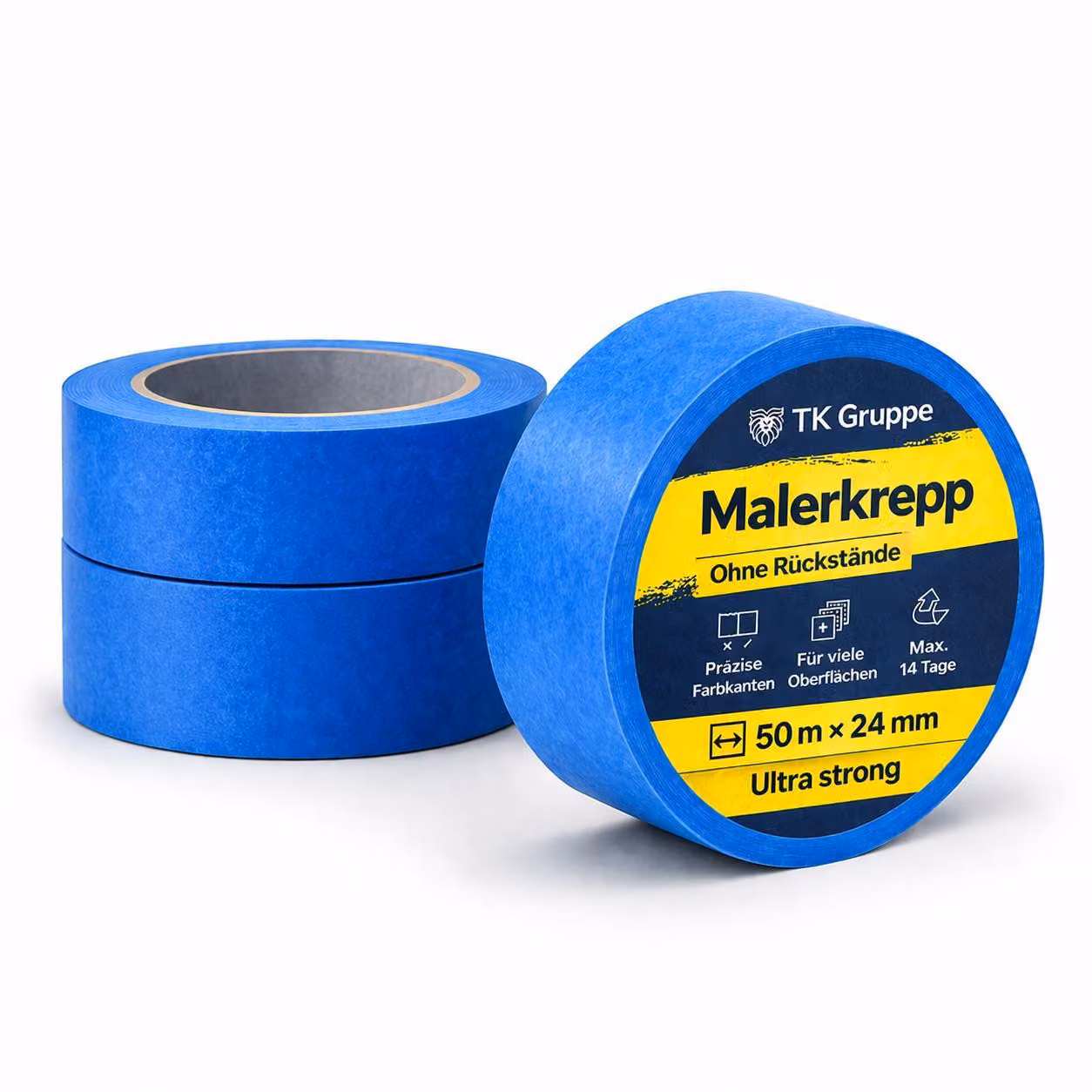 3 rotoli di nastro adesivo per pittori da 50 m x 24 mm – Nastro adesivo, nastro per mascheratura, Painty Tape per lavori di pittura e decorazione