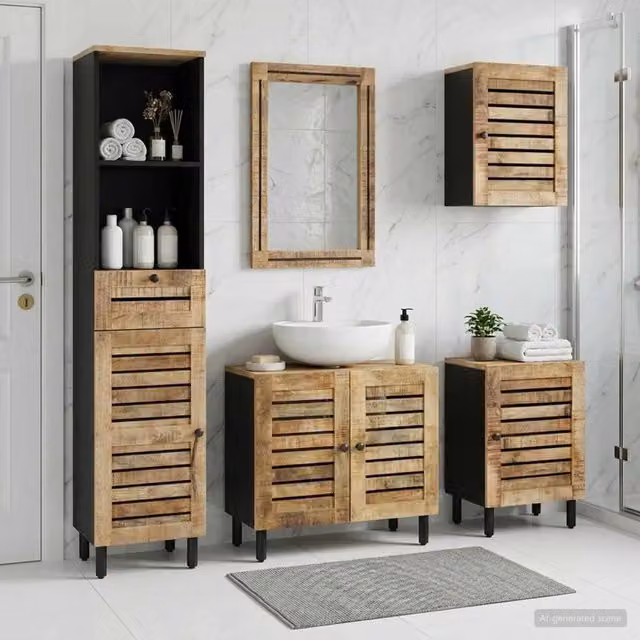 Set di Armadi da Bagno 5 pz Naturale 38 x 33 x 160 cm 3310168