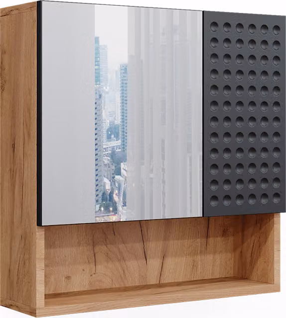 Mobile a specchio per il bagno Vicco Irma Antracite puntinato 54 x 55 cm, Model 42845