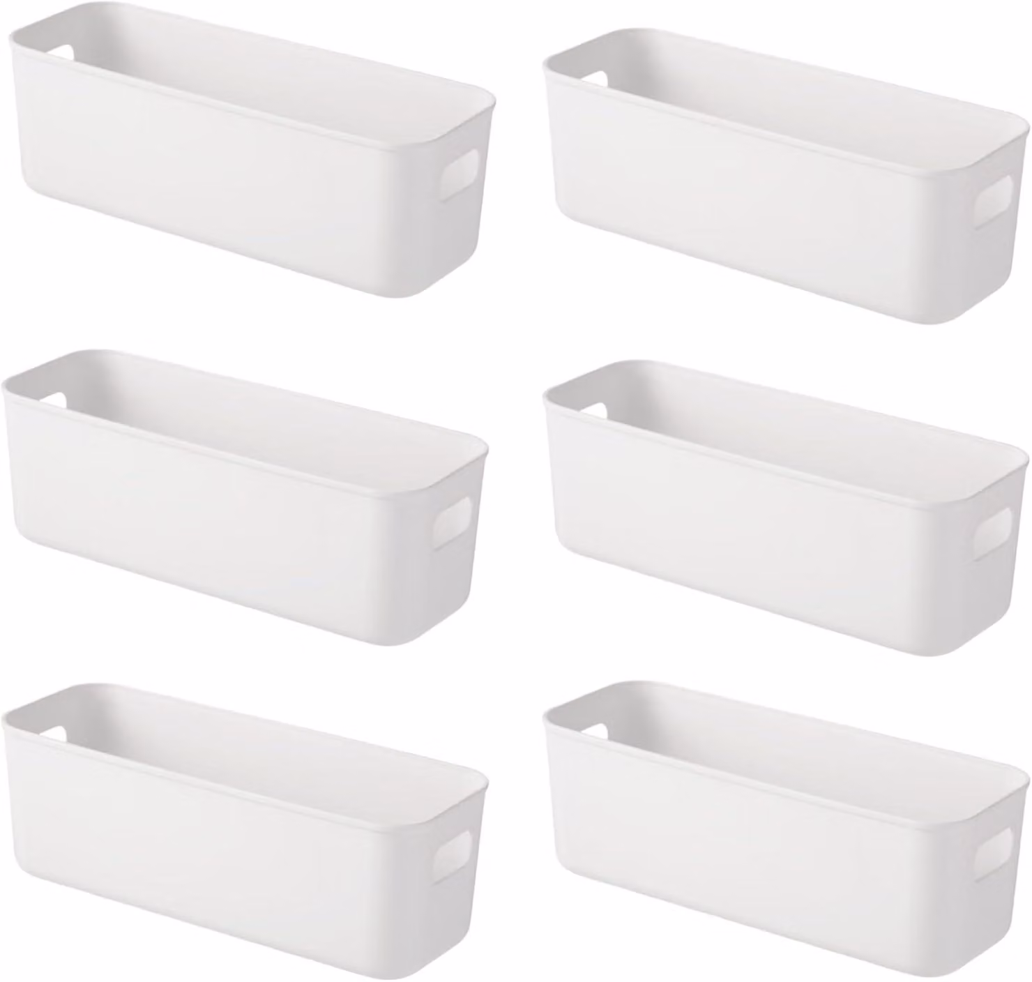 Contenitore in plastica, dimensioni 28x10x11 cm, confezione da 6 pezzi, con maniglie, adatto per bagno e cucina