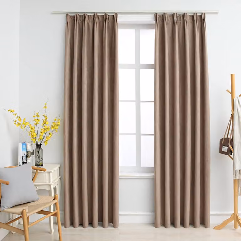 Set di 2 tende oscuranti vidaXL con ganci, colore grigio talpa, L 140 cm x H 225 cm