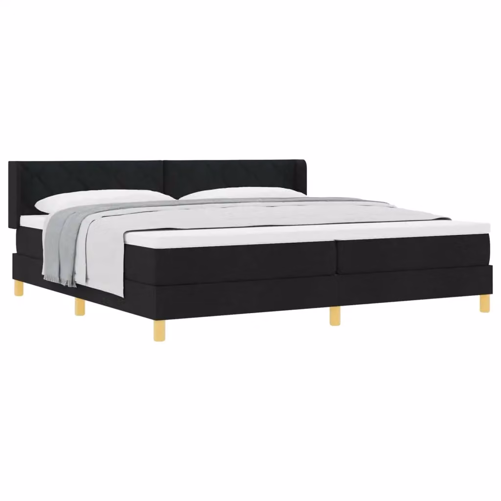 Letto a molle moderno vidaXL con testiera in tessuto nero L/P/H: 200 x 200 x 280 cm – 2