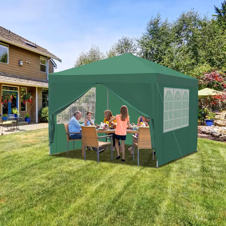 Jayseuw gazebo pieghevole 3x3m verde con pareti laterali tenda per feste protezione UV regolabile in altezza con borsa per il trasporto, per il campeggio all'aperto in giardino