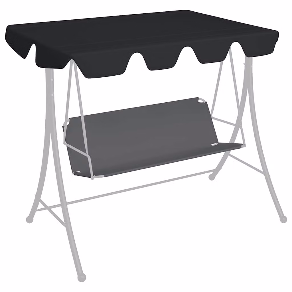 Baldacchino per dondolo da giardino vidaXL in poliestere rivestito in PVC, colore nero, L/P: 150 x 105 cm / 130 x 70 cm