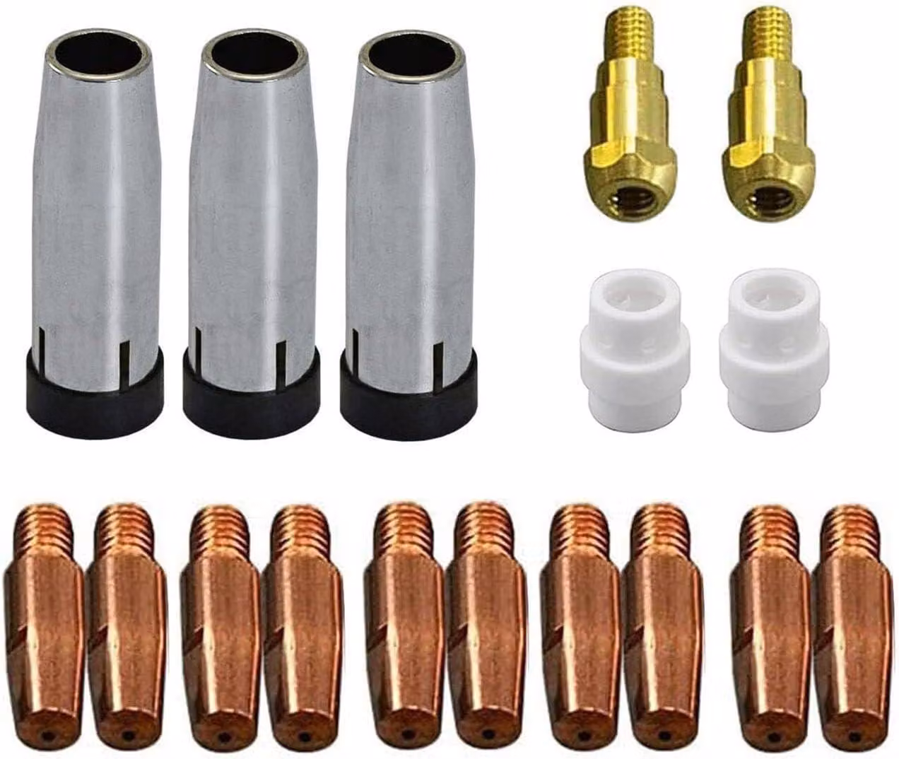 Punte di contatto MIG MAG, modello M6.040", diametro 1.0 mm, codice 140.0242, set da 17 pezzi