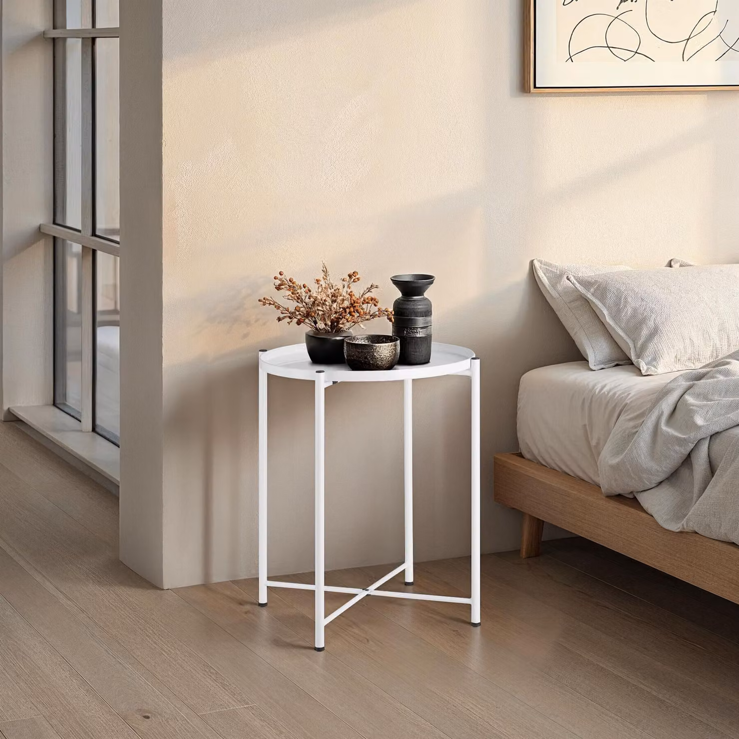 Tavolino Chester Tectake Bianco L/P/H: 45,5 x 45,5 x 53 cm – 2