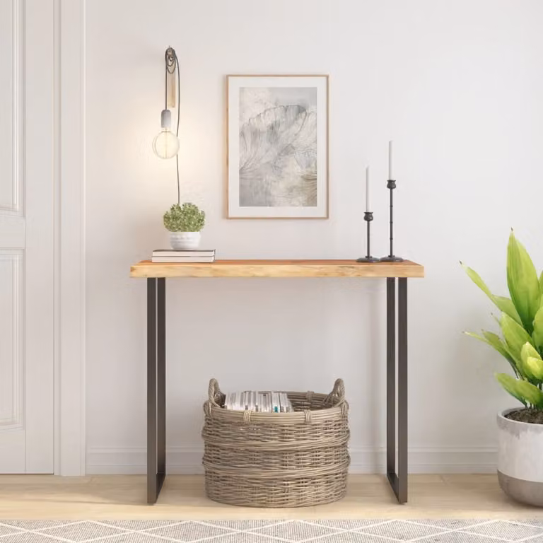 Piano Tavolo Rettangolare in Legno di Acacia con Bordi Vivi vidaXL, Marrone, L 80 cm x P 40 cm x H 2,5 cm
