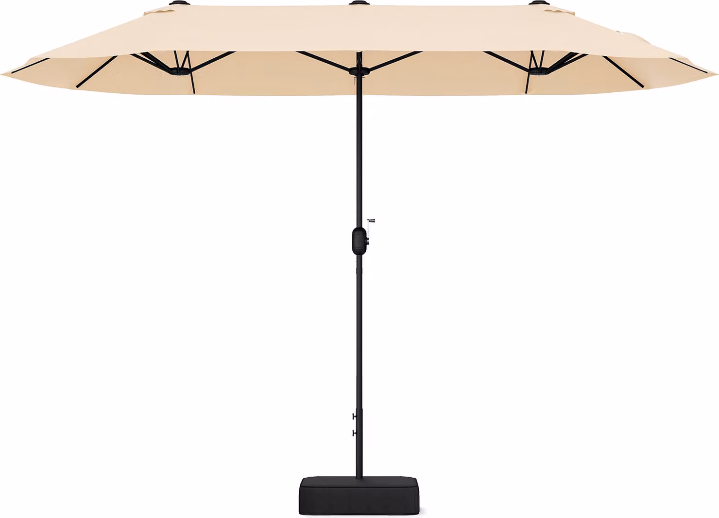 COSTWAY ombrellone doppio 400x200cm con supporto e manovella, ombrellone da giardino UPF 50+, ombrellone da mercato XXL