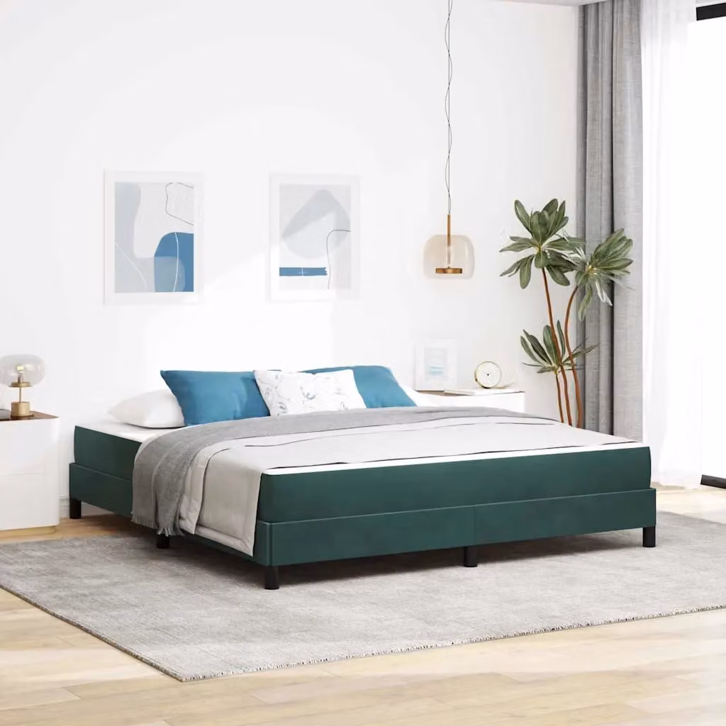 Letto a molle con materasso vidaXL in tessuto verde con struttura in legno e metallo L/P/H: 180 x 200 x 280 cm – 1