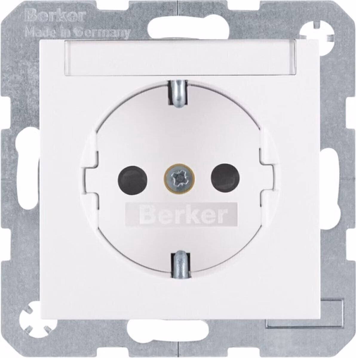 Berker 47498989 Presa SCHUKO con campo di etichettatura bianco polare, lucido Berker S.1/B.3/B.7