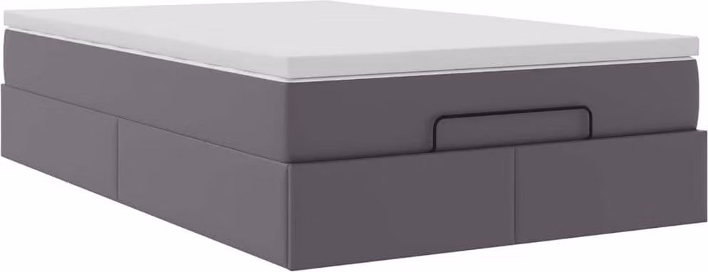 Struttura Letto Pouf con Materasso Grigio 120x200 cm Pelle finta