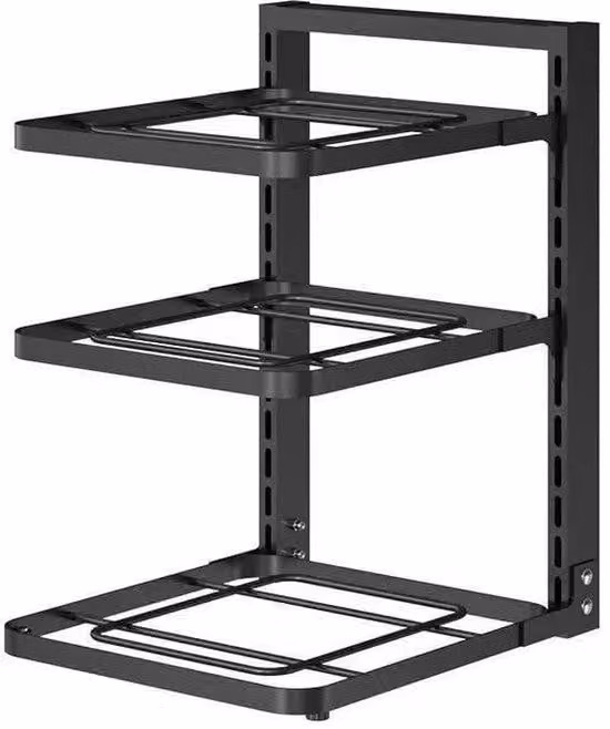 Organizzatore per pensili da cucina - 3 ripiani - Nero - Salvaspazio - Multifunzionale - Ideale per utensili da cucina - Un piccolo aiuto per la cucina