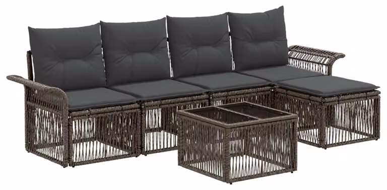 Set Divano da Giardino 6 pcs Grigio polyrattan