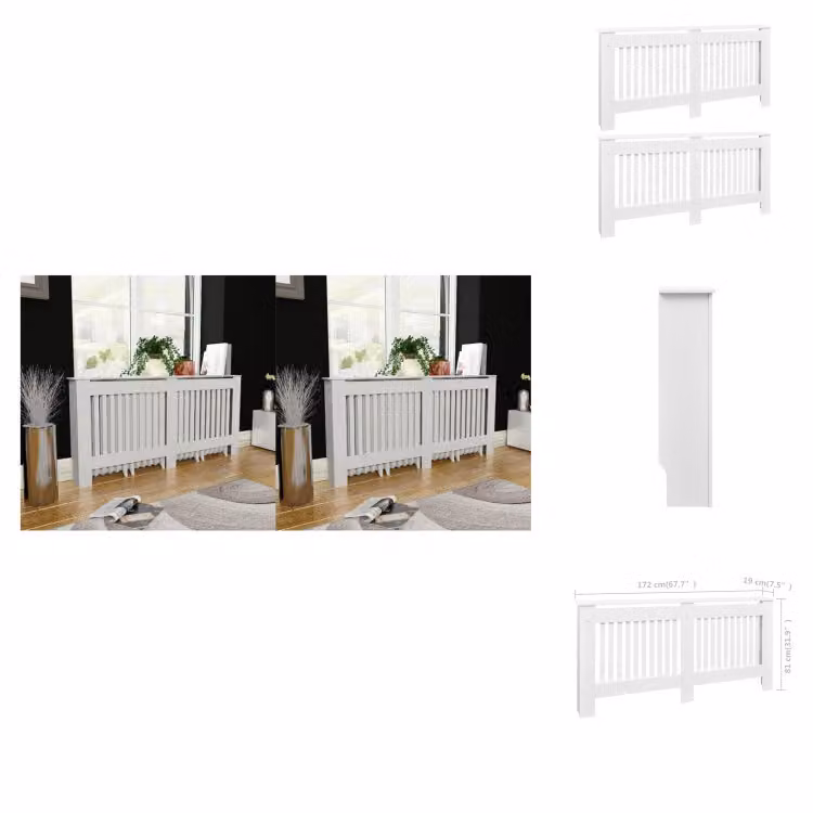 vidaXL Copriradiatore 2 pz. MDF bianco 172 cm - Accessori per radiatori