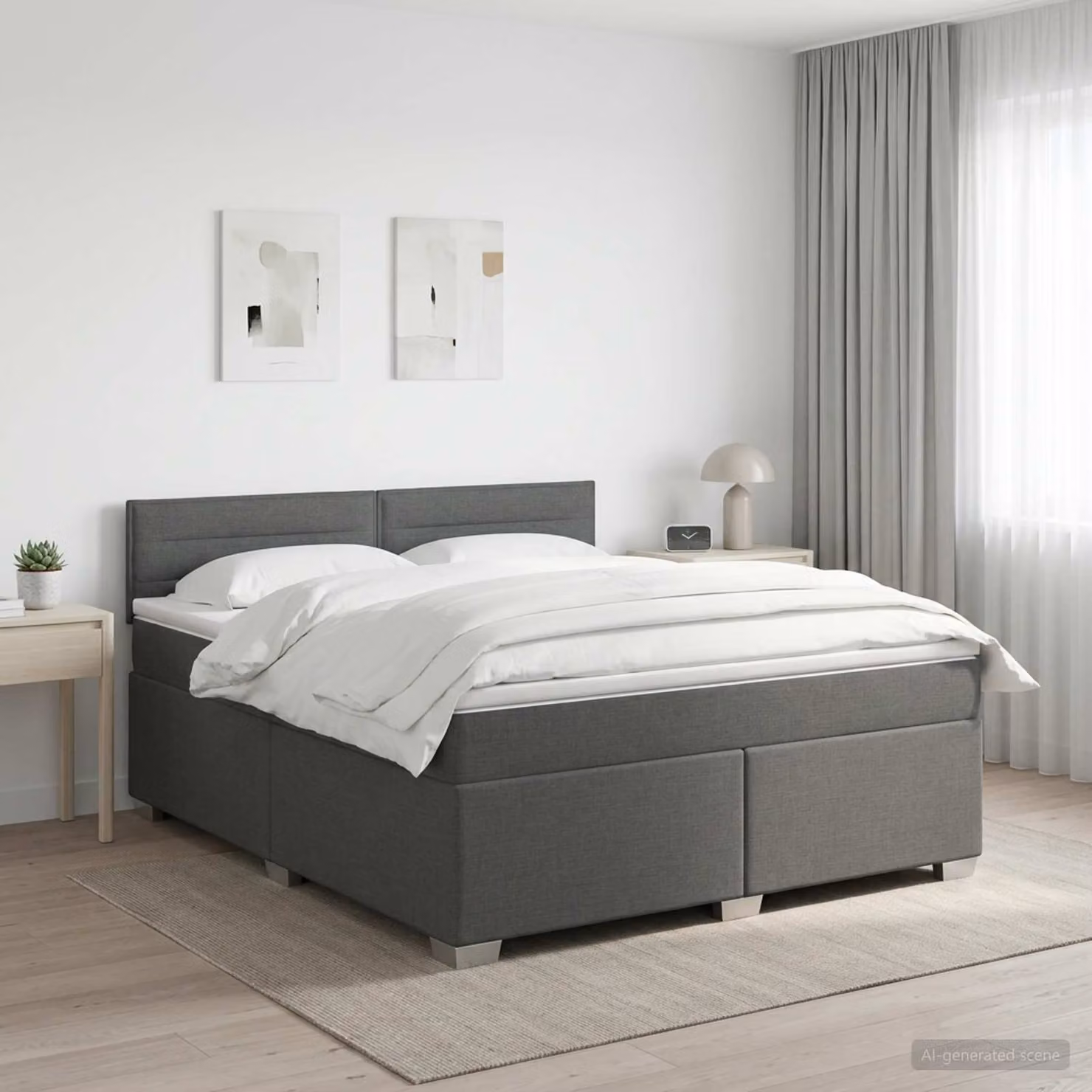 Letto box spring con materasso ibrido vidaXL Grigio e Bianco L/P: 160 x 200 cm