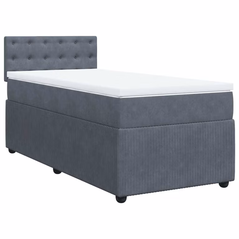 Giroletto a Molle con Materasso Grigio Scuro 90x190 cm Velluto