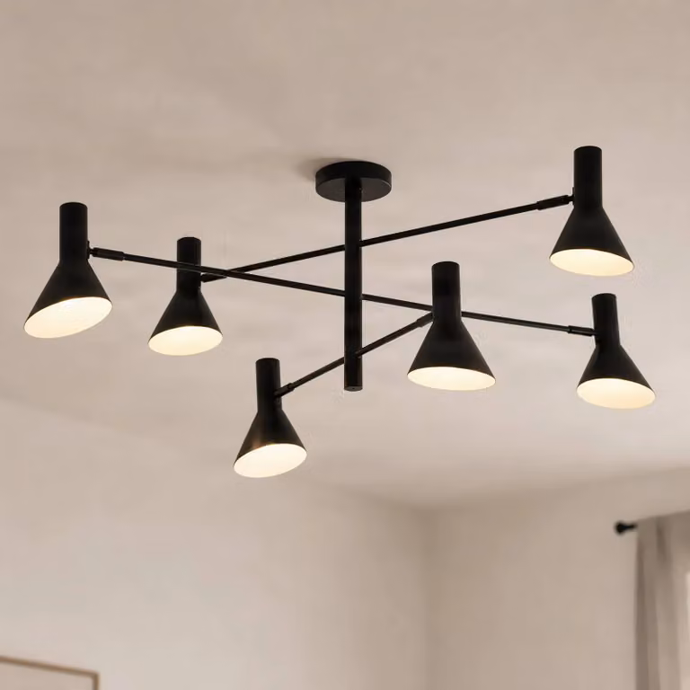 Plafoniera soffitto Milia NOLA, dimmerabile, Nero, Soggiorno / Sala da pranzo, Metallo, Plafoniera