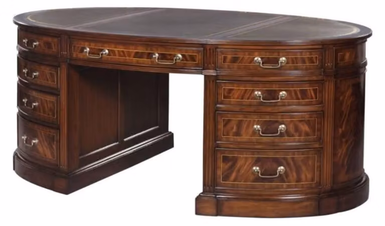 Casa Padrino scrivania partner marrone/verde 180 x 102 x h. 76 cm - scrivania doppia in mogano con 18 cassetti