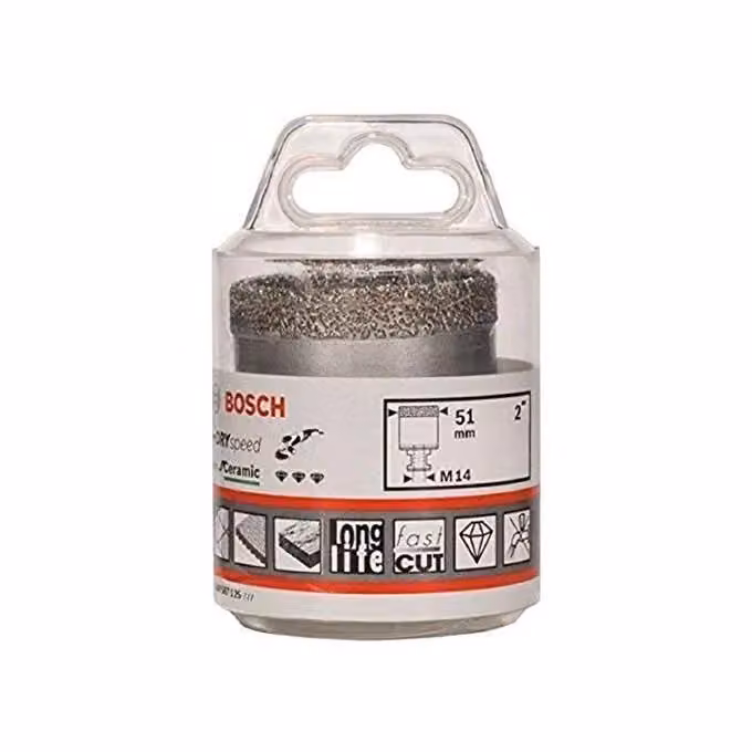 Fresa Diamantata Bosch Dry Speed Best for Ceramic per Foratura a Secco su Smerigliatrice Angolare M14, Diametro: 51 mm, Lunghezza: 35 mm, Colore: Nero e Argento – 2