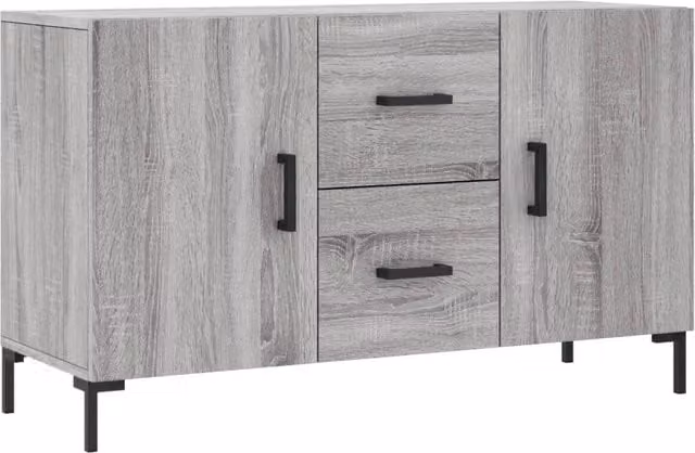 Credenza moderna in legno multistrato e metallo Grigio Sonoma per sala da pranzo L: 100 cm, P: 36 cm, H: 60 cm