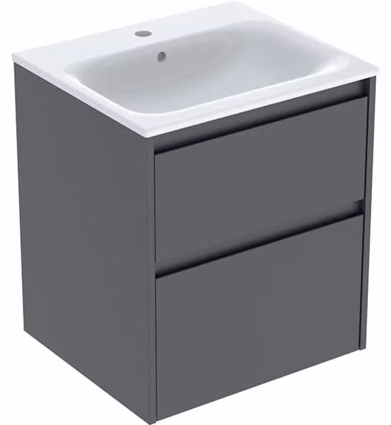 Geberit Renova Plan Ensemble lavabo pour meuble bord étroit, avec meuble sous lavabo, 2 tiroirs, 55x62,1x48cm, 504.038.JK.1, 504.038.JK.1