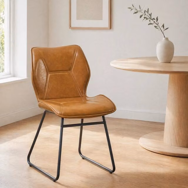 Set di 2 sedie da pranzo MIVRAY in similpelle marrone con struttura in metallo nero stile industrial per cucina, sala da pranzo o ufficio