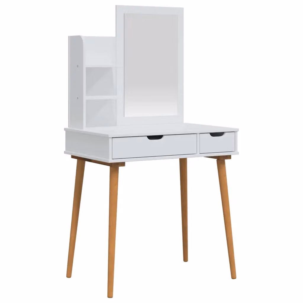 Set da Trucco Moderno vidaXL in 3 Pezzi Bianco L: 76 cm, P: 50 cm, H: 143 cm – 2
