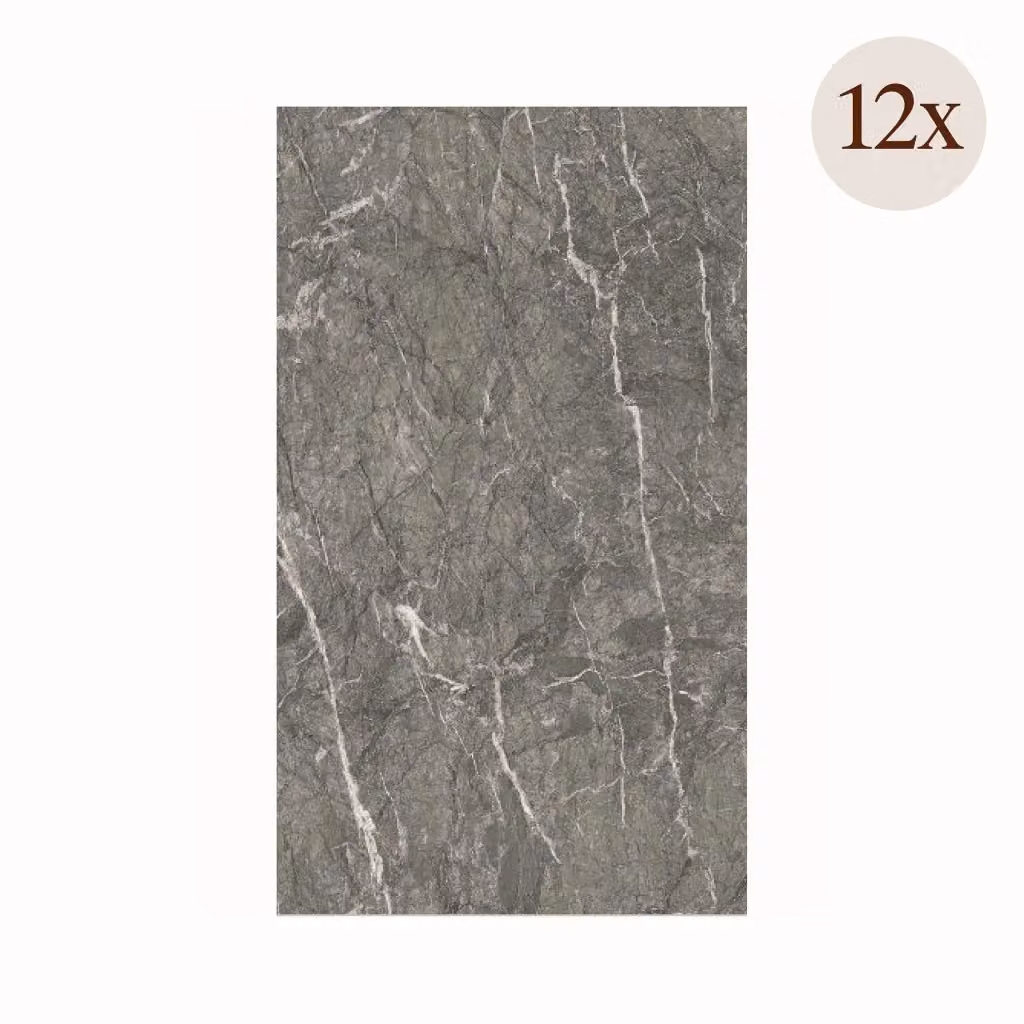 Set da 12 Pannelli Decorativi Cigole in PVC Effetto Marmo Grigio L: 60 cm, P: 0,3 cm – 2