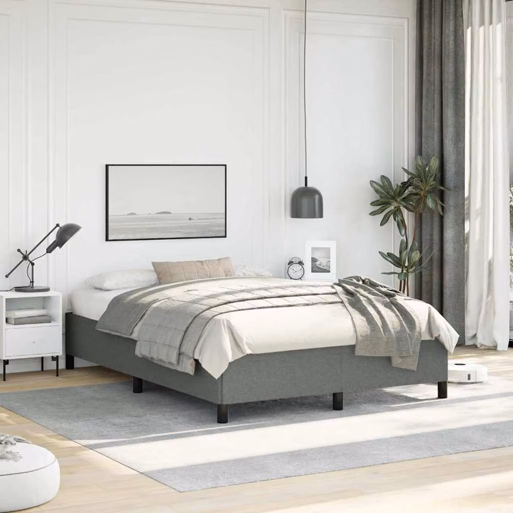 vidaXL Struttura letto imbottita in tessuto Grigio con legno L: 140 cm, P: 193 cm, H: 35 cm