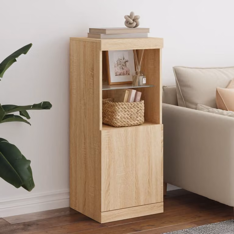Credenza moderna vidaXL con luci LED in rovere sonoma, L 41 cm x P 37 cm x H 100 cm