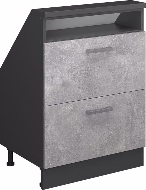 Mobile cucina sottotetto Vicco R-Line Calcestruzzo 60 cm con 2 cassetti, Model 58212