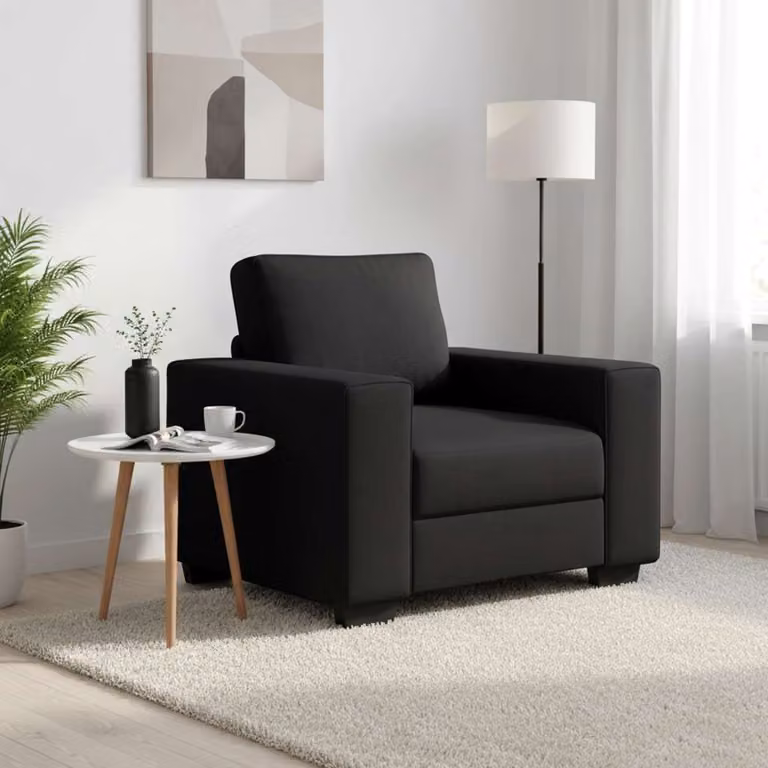 Poltrona moderna vidaXL in tessuto nero con braccioli L/P/H: 100 x 77 x 82 cm