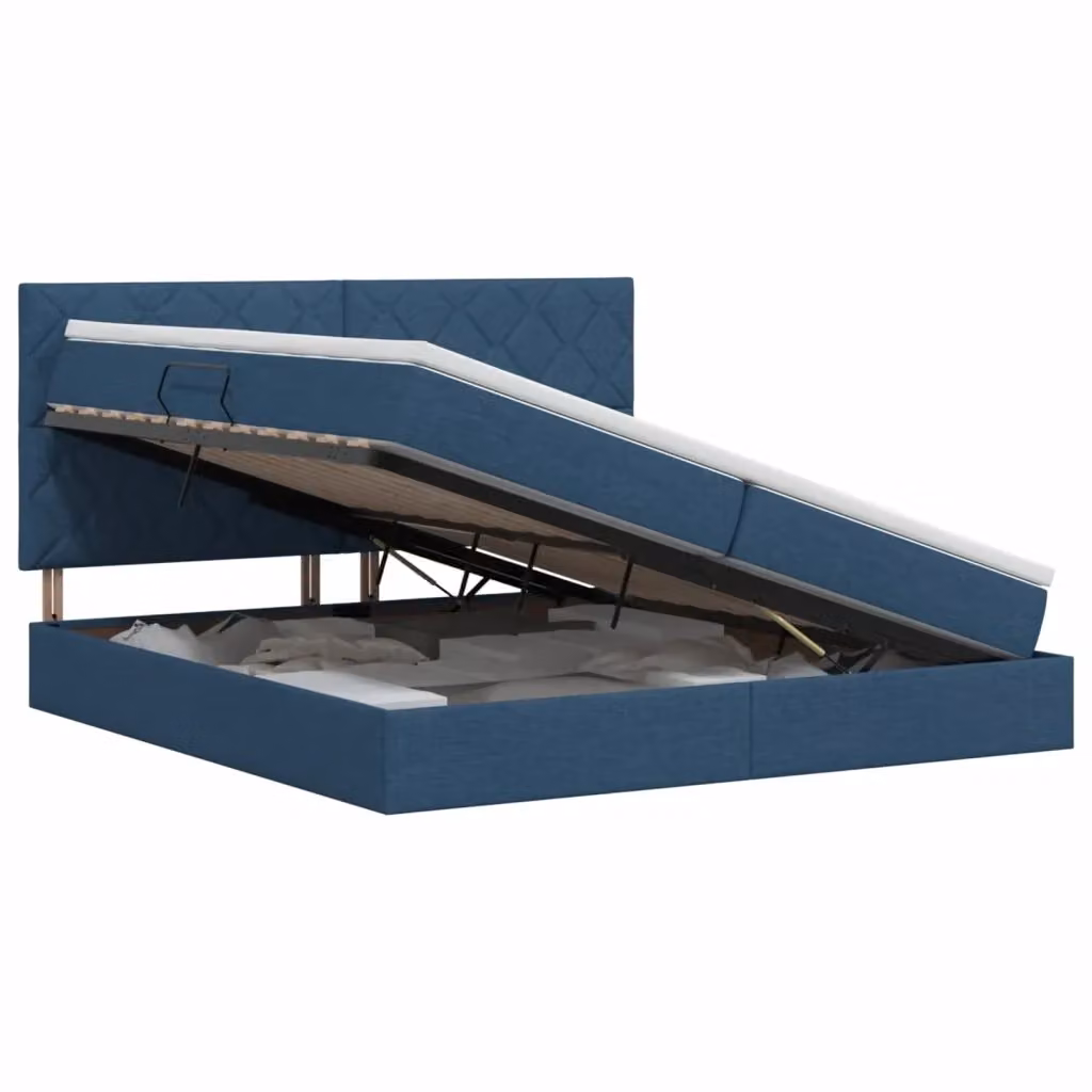 Letto con contenitore moderno vidaXL in tessuto blu L: 200 cm, P: 200 cm, H: 140 cm – 2