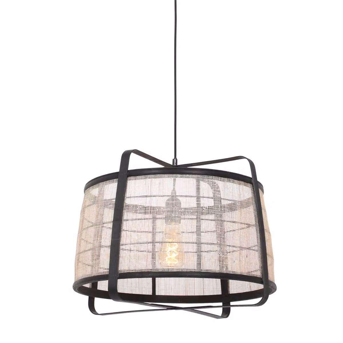 Lampada a sospensione - nero - Capos - metallo tessile - Ø 48cm - E27 - 3511ZW - Anne Lighting