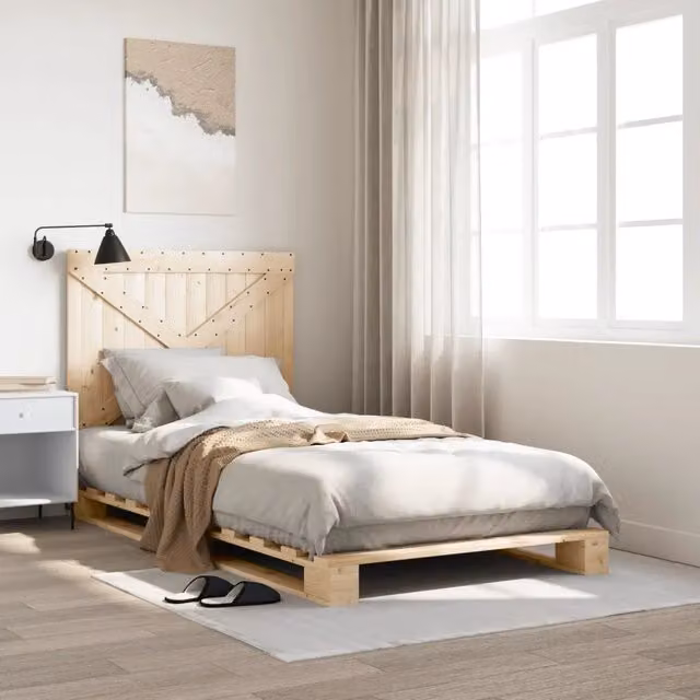 Giroletto con Testiera vidaXL in Legno Massello di Pino Naturale L/P: 100 x 200 cm