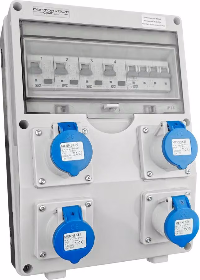 Distributore di corrente da campeggio TD-FI/LS 4x230 prese Mennekes Doktorvolt 7921