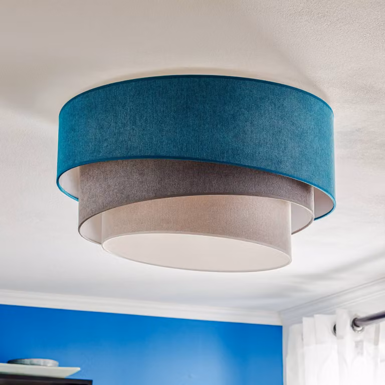Plafoniera soffitto Pastell Trio Duolla, dimmerabile, Blu, Soggiorno / Sala da pranzo, Tessuto / Stoffa / Seta, Giovanile, Plafoniera