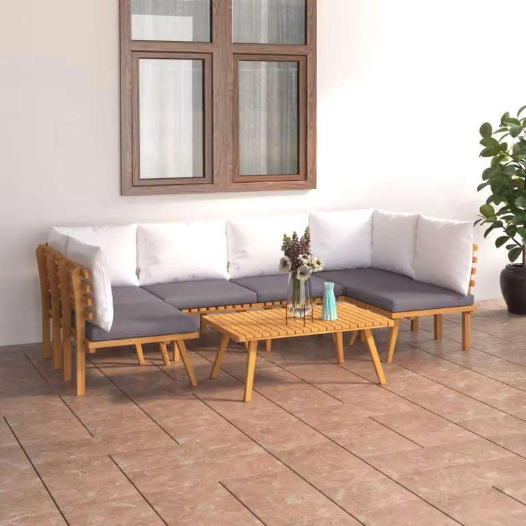 Maison Exclusive - Set da giardino 7 pezzi con cuscini in legno massello di acacia
