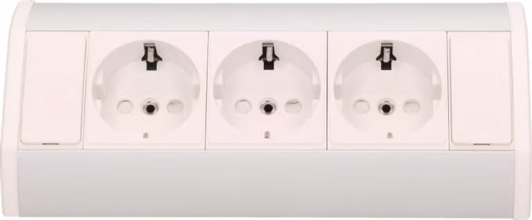 ORNO GM-9001 Presa d'angolo a 3 poli con chiusura a prova di bambino, montaggio a 45, 3680W, colore: bianco + argento, per cucina, ufficio e piano di lavoro