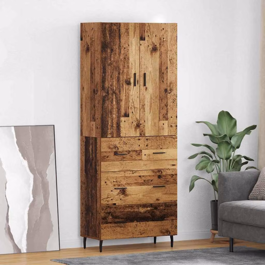 Set di 2 credenze vidaXL in legno effetto antico marrone con ante a battente e ripiani interni L/P/H: 69,5 x 34 x 180 cm