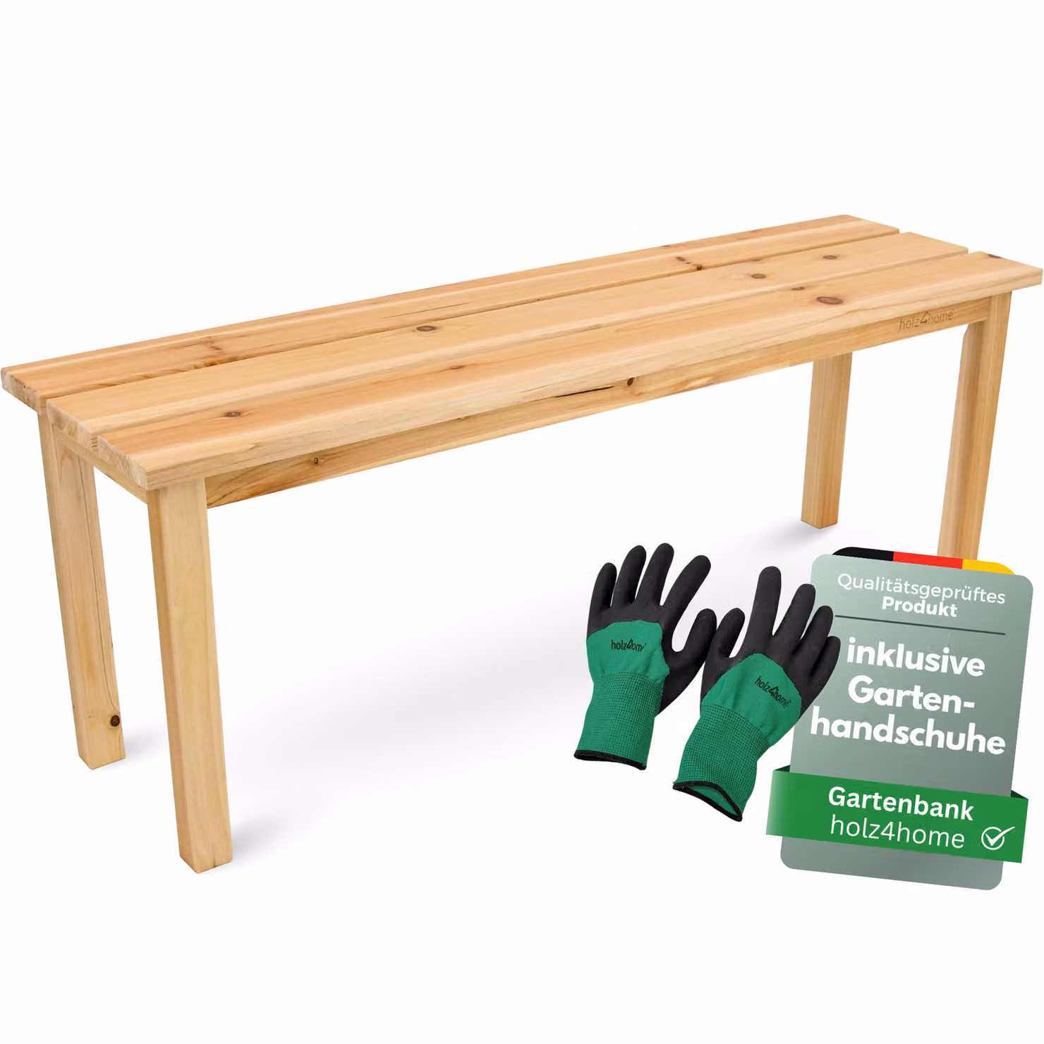 holz4home® Panchina da giardino in legno naturale chiaro I Panchina piccola senza schienale I Panchina da parco a 2-3 posti per terrazza, giardino e balcone I Per bambini e adulti
