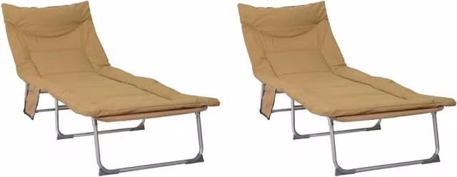 Lettino Prendisole | Sdraio da giardino | Lettino da sole pieghevole con cuscino 2 pz Beige