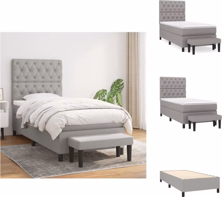 vidaXL Letto a molle con materasso grigio chiaro 80x200 cm in tessuto - Letti & strutture letto