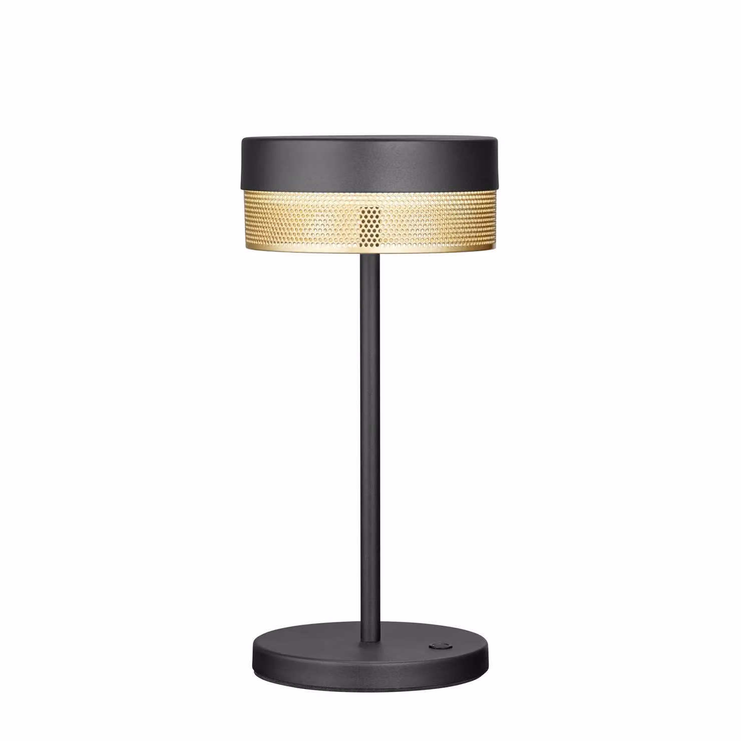 HELL Lampada da tavolo LED Batteria ricaricabile a rete, altezza 30 cm nero/oro Mesh, dimmerabile, Nero, Soggiorno / Sala da pranzo, Alluminio, Moderno