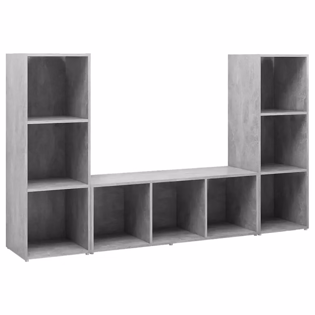 Set di mobili TV vidaXL in legno multistrato, 3 pezzi, colore grigio, L: 107 cm, P: 35 cm, H: 37 cm – 2