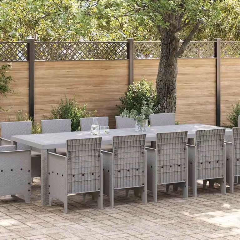Maison Exclusive - Set da giardino per esterni, 13 pezzi, rattan sintetico color grigio chiaro