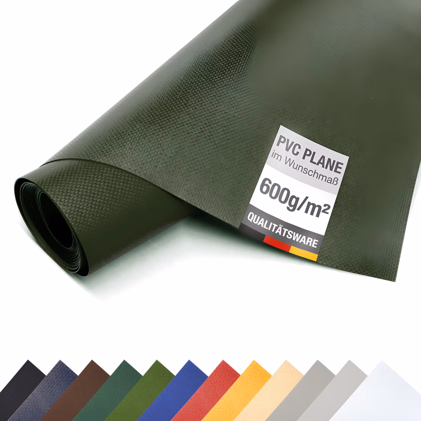 Telone in PVC per camion 600 g/m² al metro telone opaco (verde oliva, 3m x 2m)